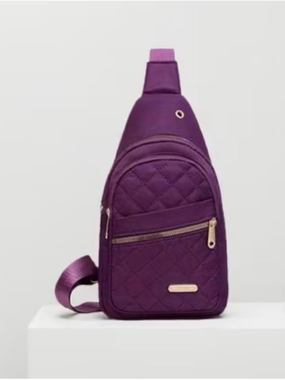 Purple Quilted Crossbody Sling Bag - Unbranded